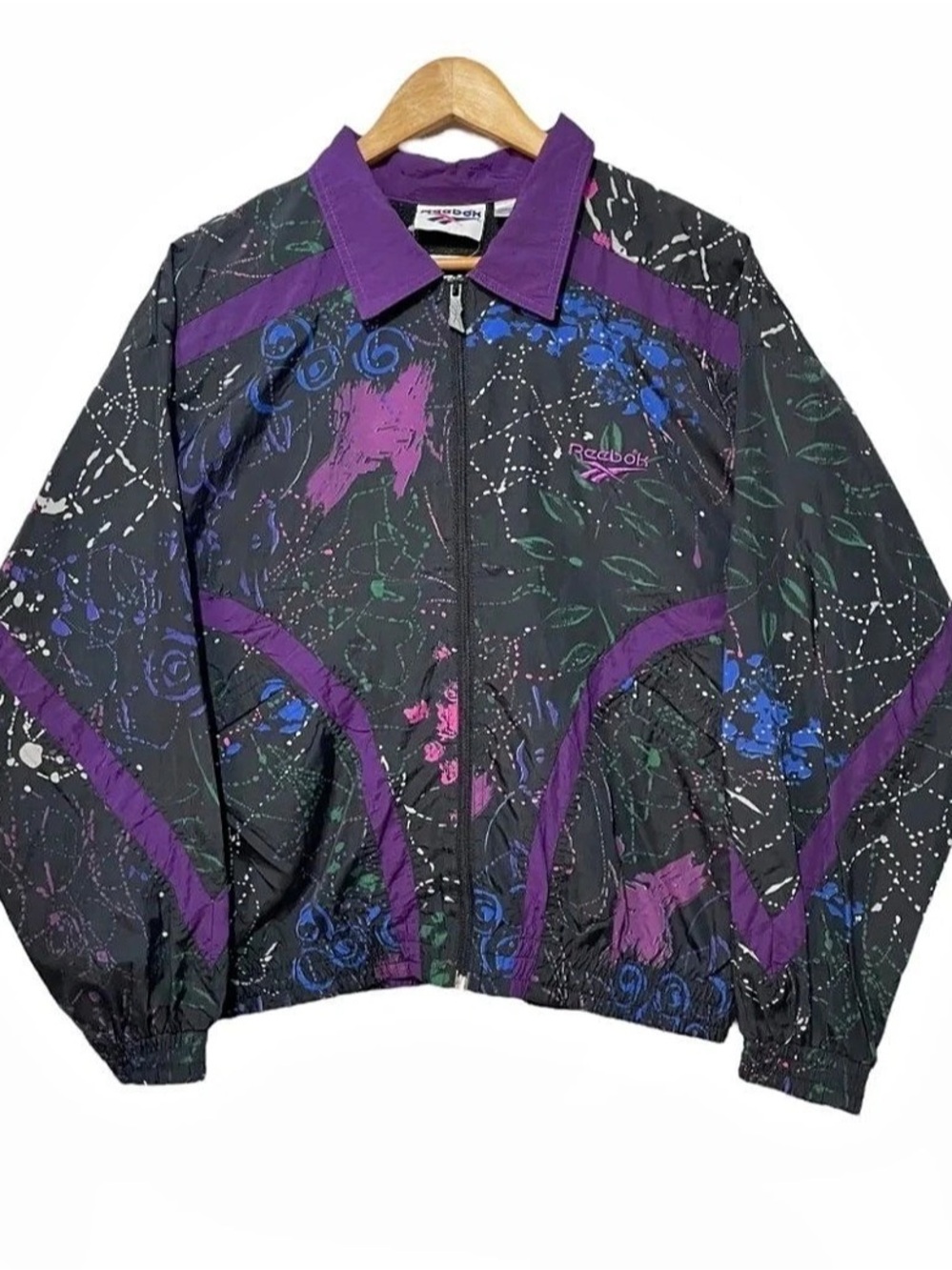 🦄Vintage 90’s Reebok colourful Windbreaker Size medium Like New